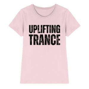 Uplifting Trance T-Shirt Distressed Black Font - Ladies Premium Shirt