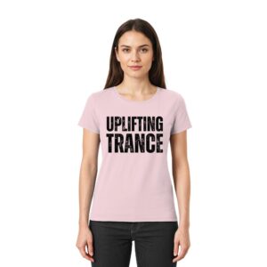 Uplifting Trance T-Shirt Distressed Black Font - Ladies Premium Shirt