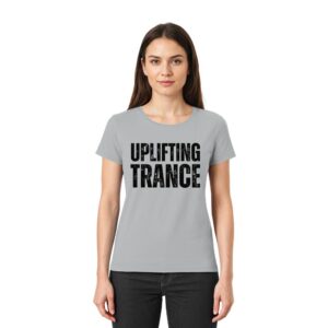 Uplifting Trance T-Shirt Distressed Black Font - Ladies Premium Shirt