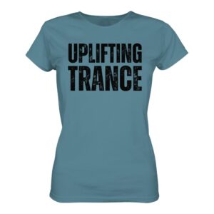 Uplifting Trance T-Shirt Distressed Black Font - Ladies Premium Shirt