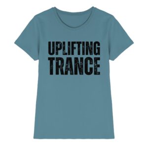 Uplifting Trance T-Shirt Distressed Black Font - Ladies Premium Shirt