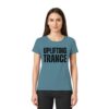 Uplifting Trance T-Shirt Distressed Black Font - Ladies Premium Shirt